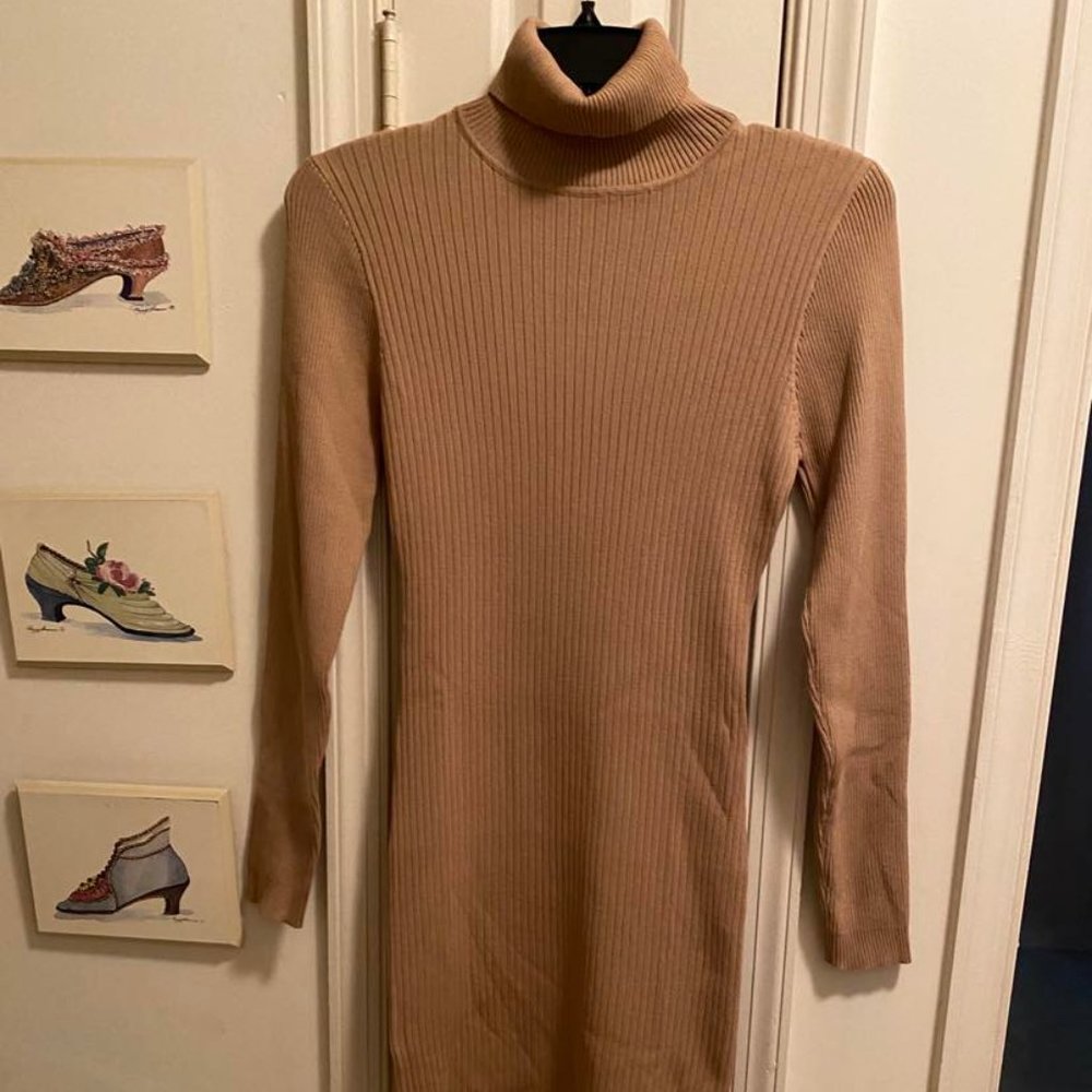 Ribbed Bodycon Camel Dress